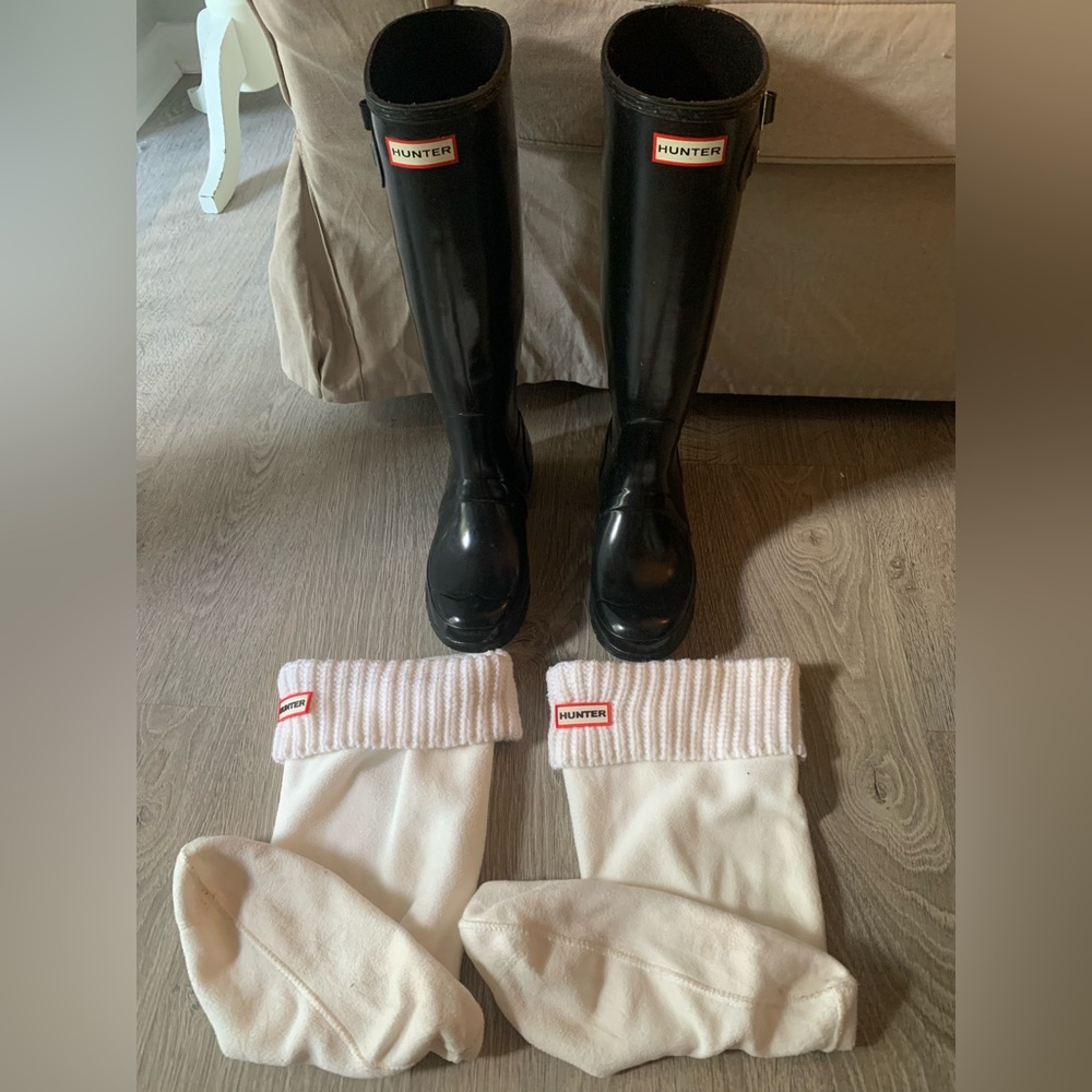 Black Hunter Boots w Boot Socks